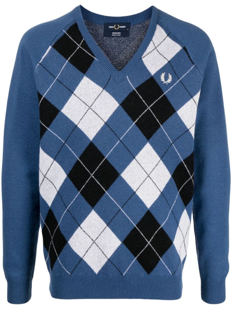 embroidered logo checked jumper - 1