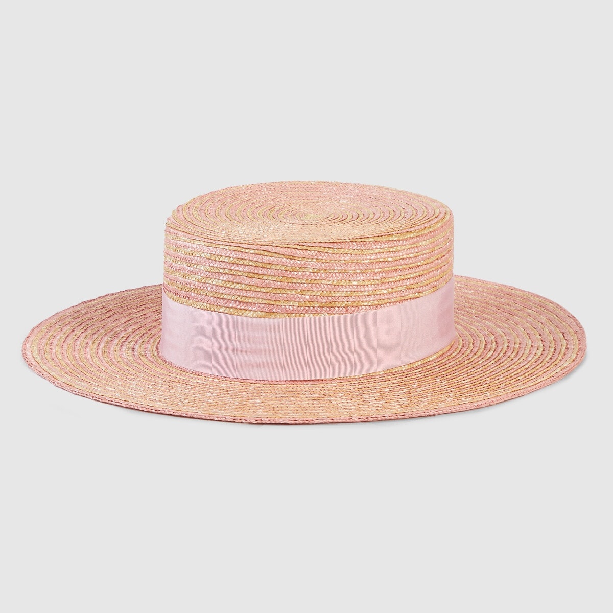 Striped raffia wide-brimmed hat - 1