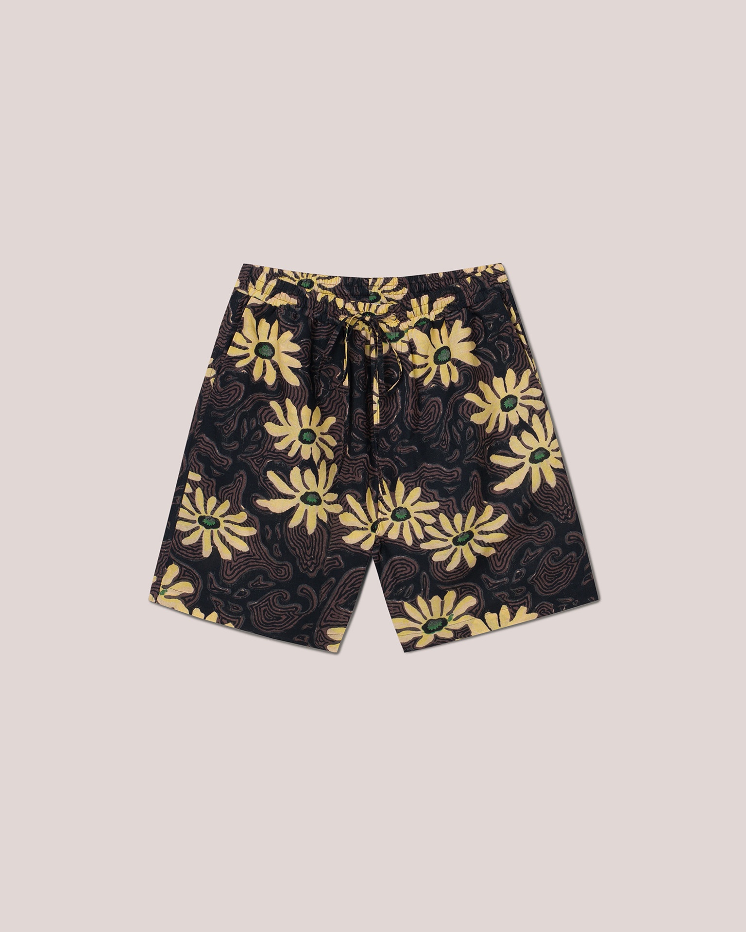 DOXXI - Cotton-linen floral shorts - Black - 1