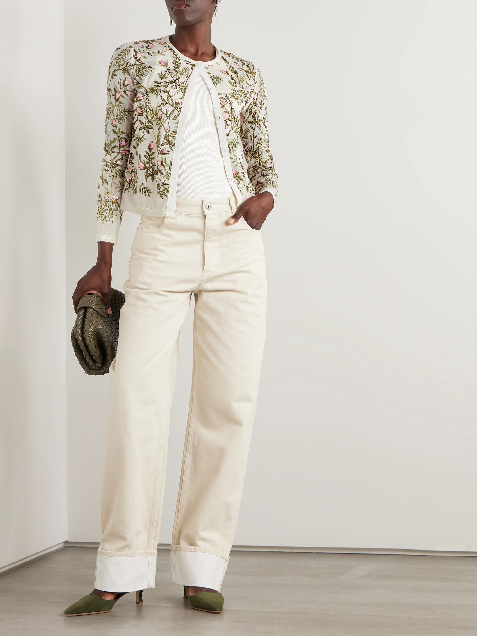 Embroidered cashmere and silk-blend cardigan Ivory - 2
