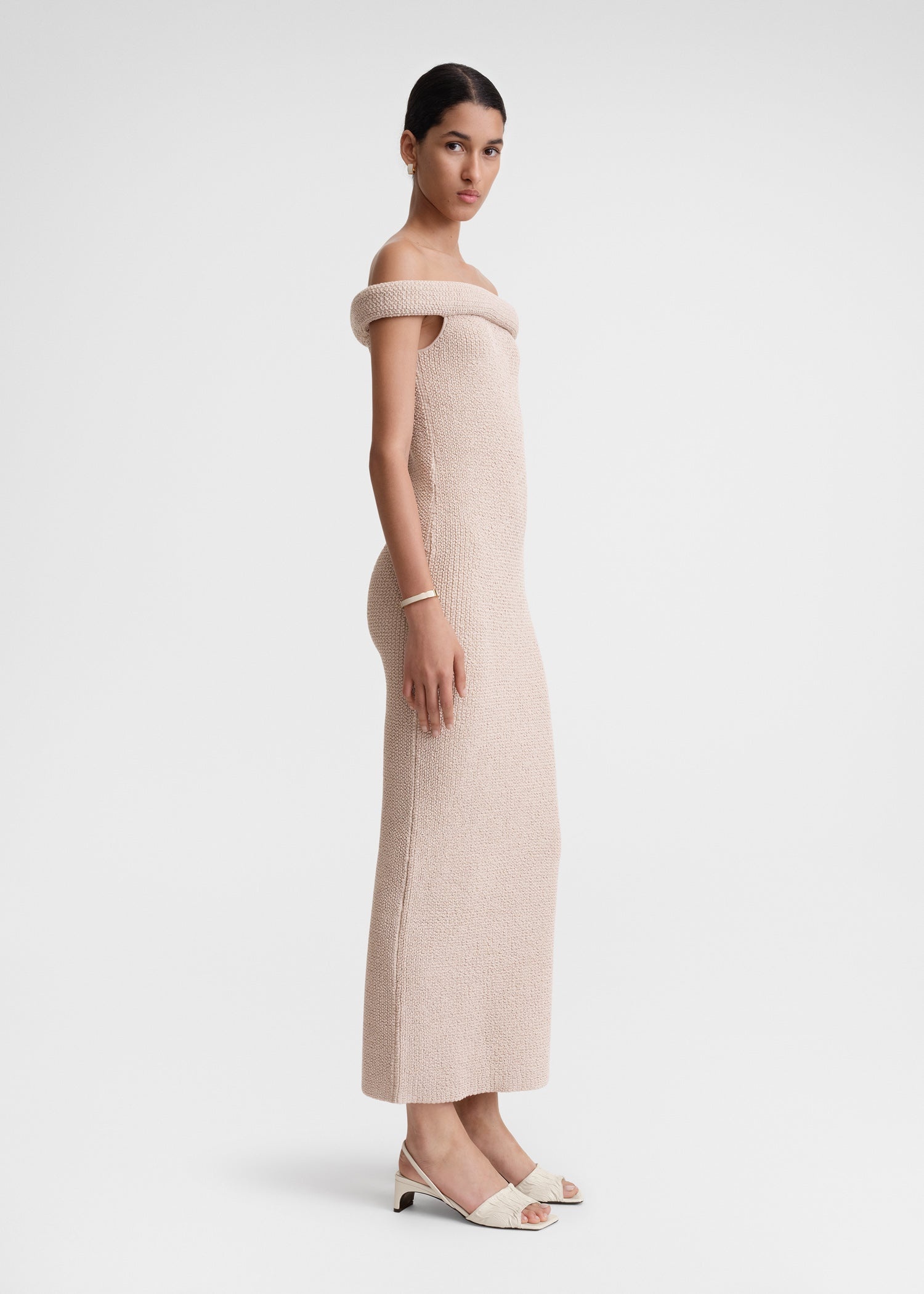 Off-shoulder roll knit dress frost - 3