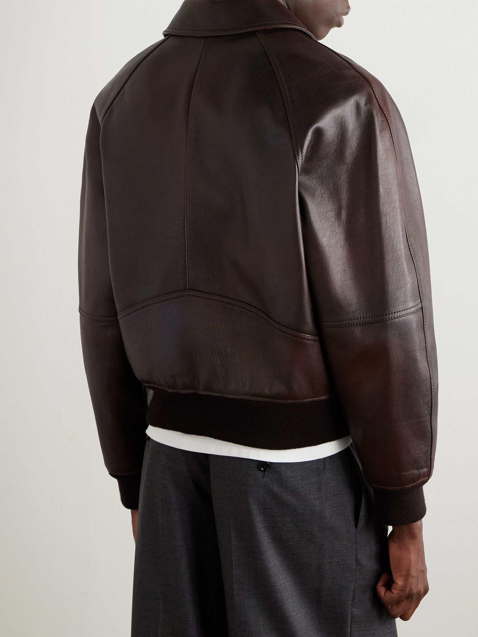 Leather Bomber Jacket Dark brown - 3