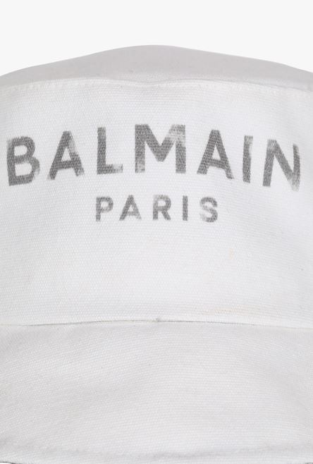 White cotton and leather B-Army bucket hat with black Balmain logo - 2