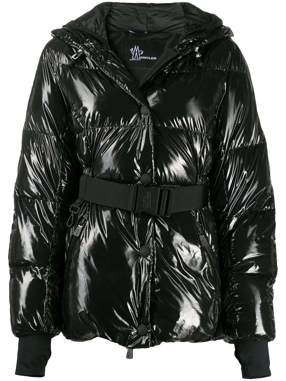 padded belted down jacket - 1