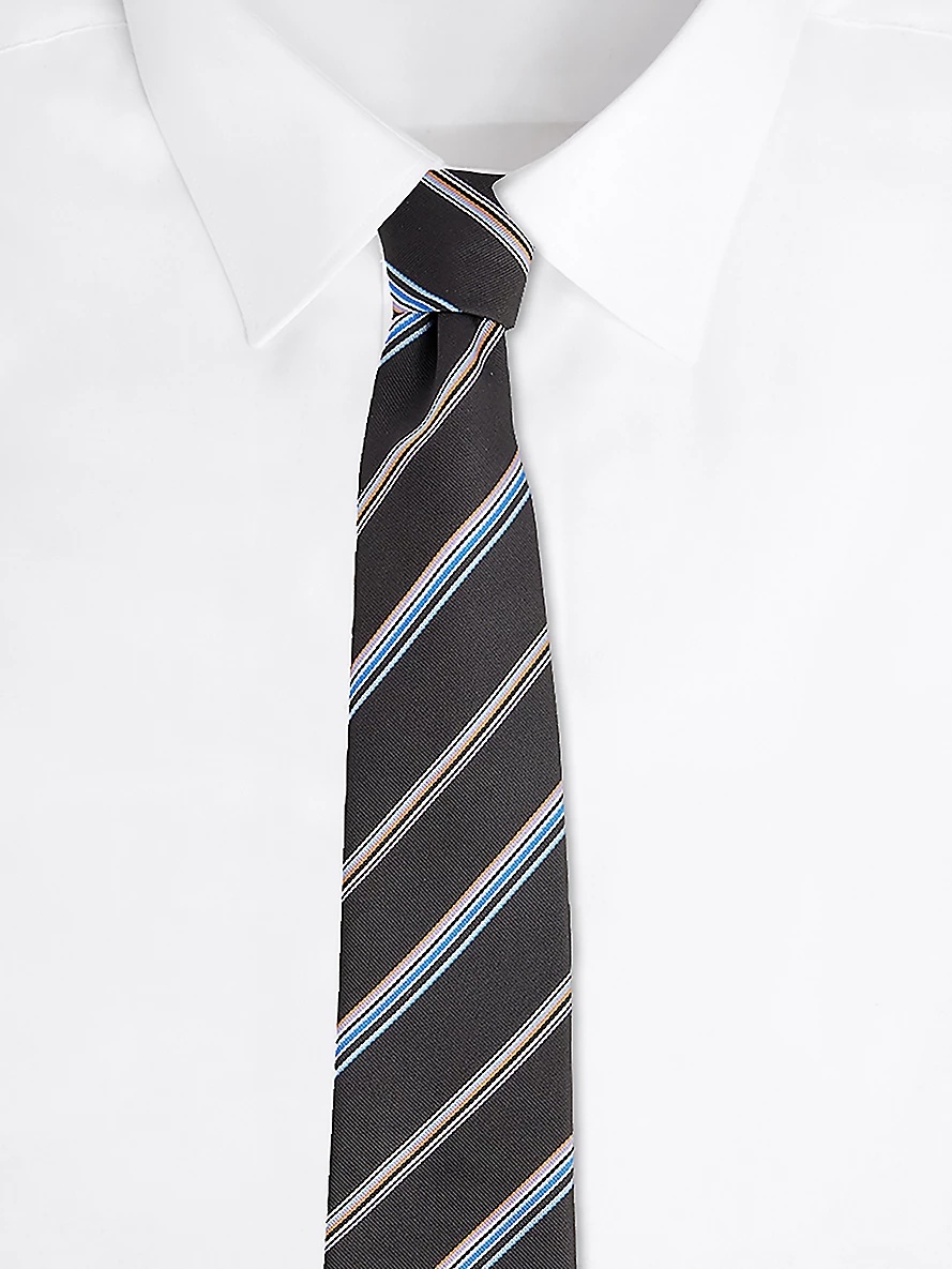 Striped wide-blade silk tie - 3