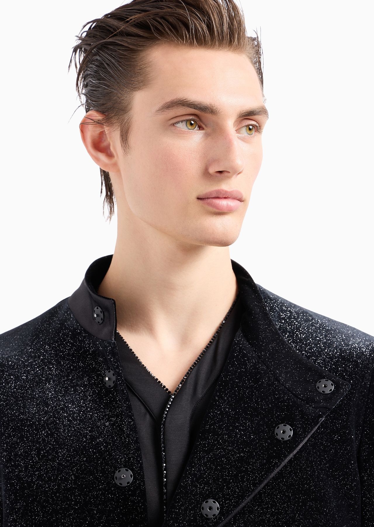 Giorgio's silk interlock shirt with rhinestone piping - 5