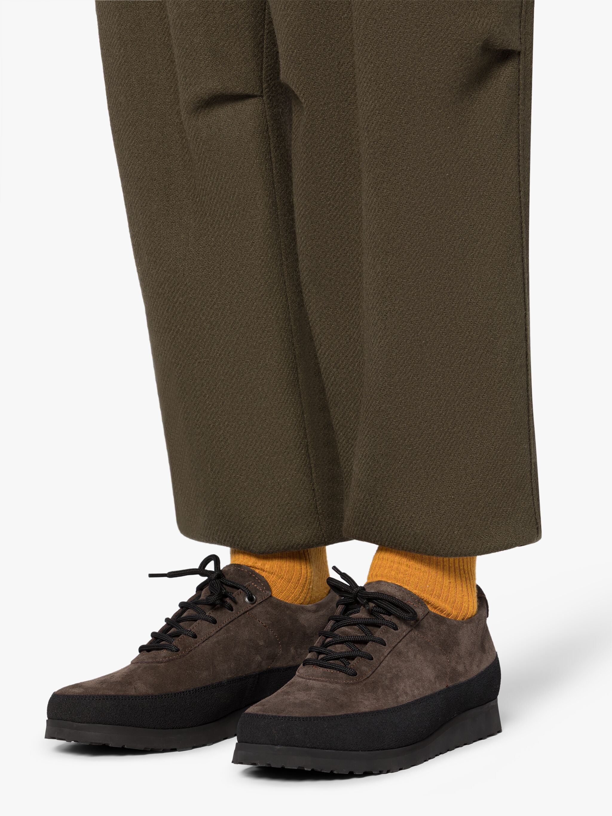 KHAKI WOOL CARGO TROUSERS - 6
