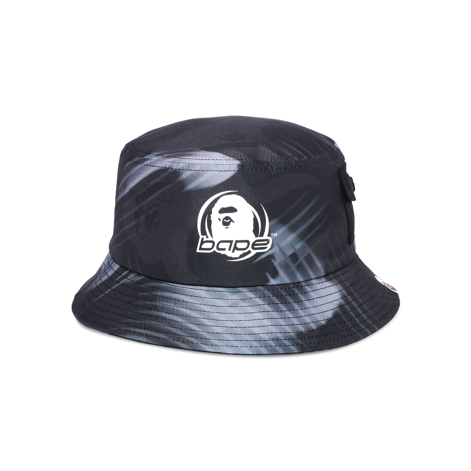 BAPE Stroke Camo Pocket Bucket Hat 'Black' - 1
