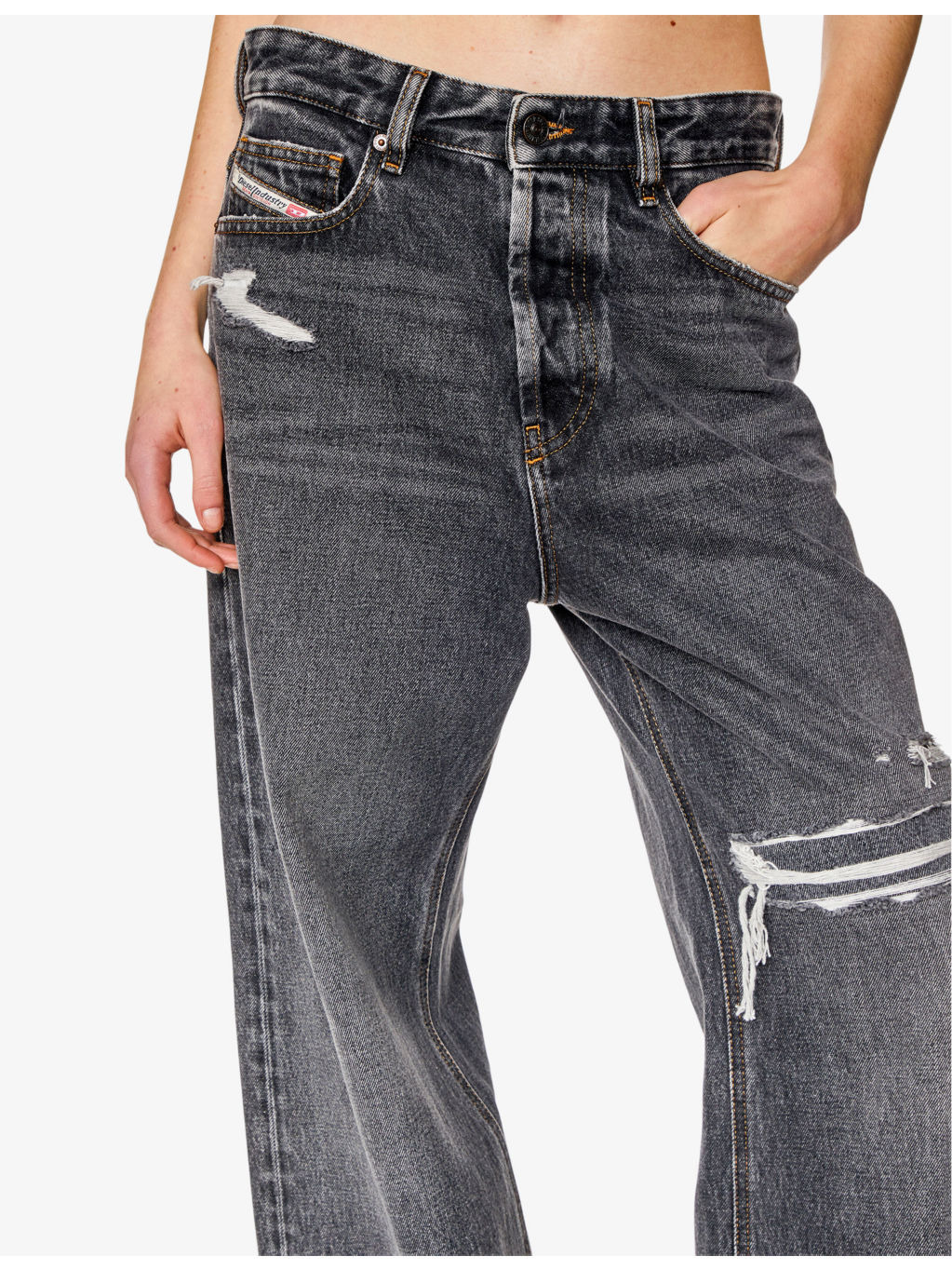 1996 D-Sire distressed wide-leg low-rise jeans - 5
