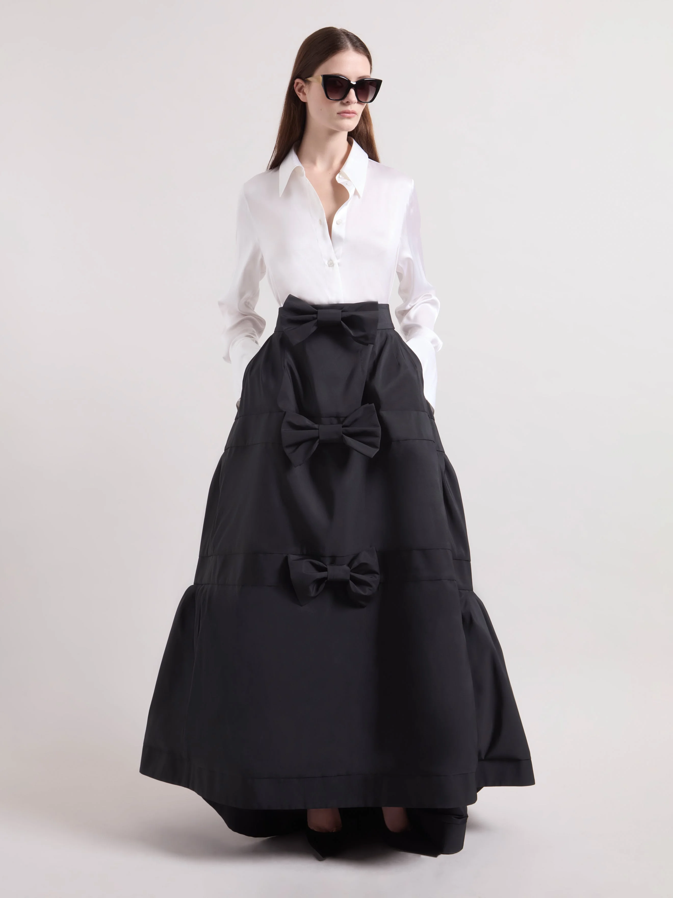 Black Taffeta Maxi Skirt - 1