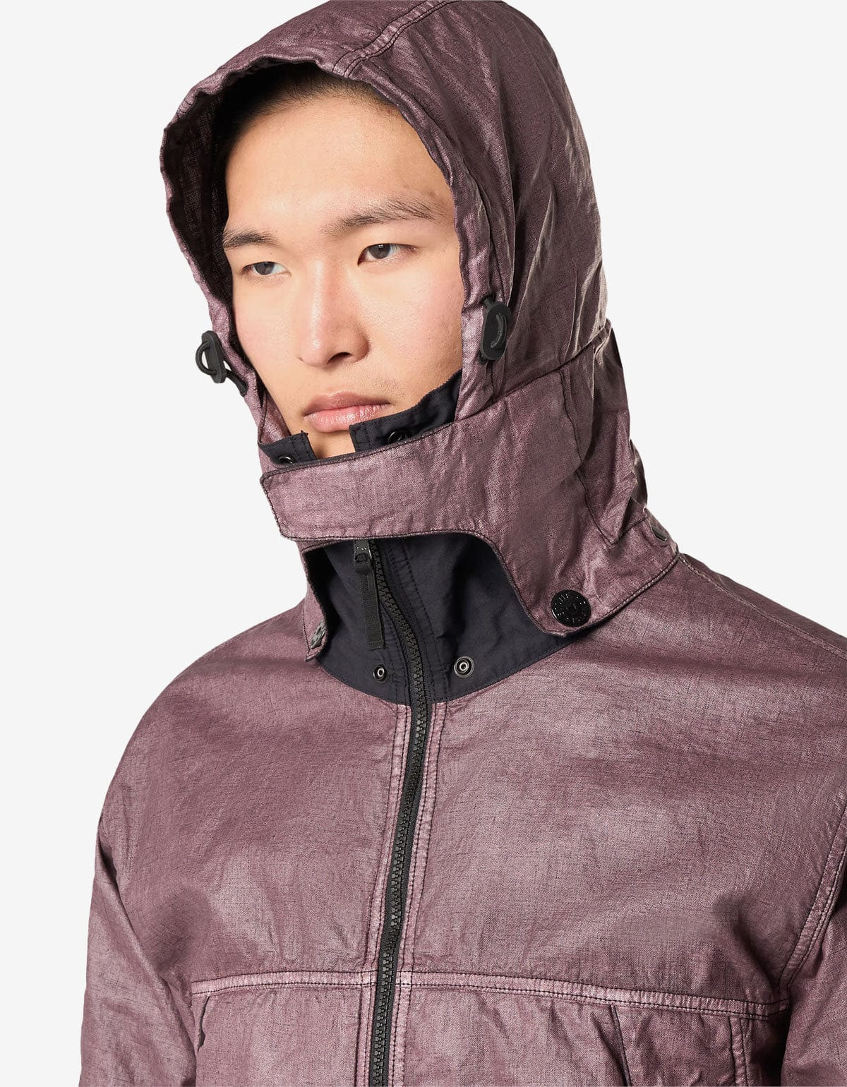 Stone Island Purple Raw Linen Plated-OVD Short Parka - 5