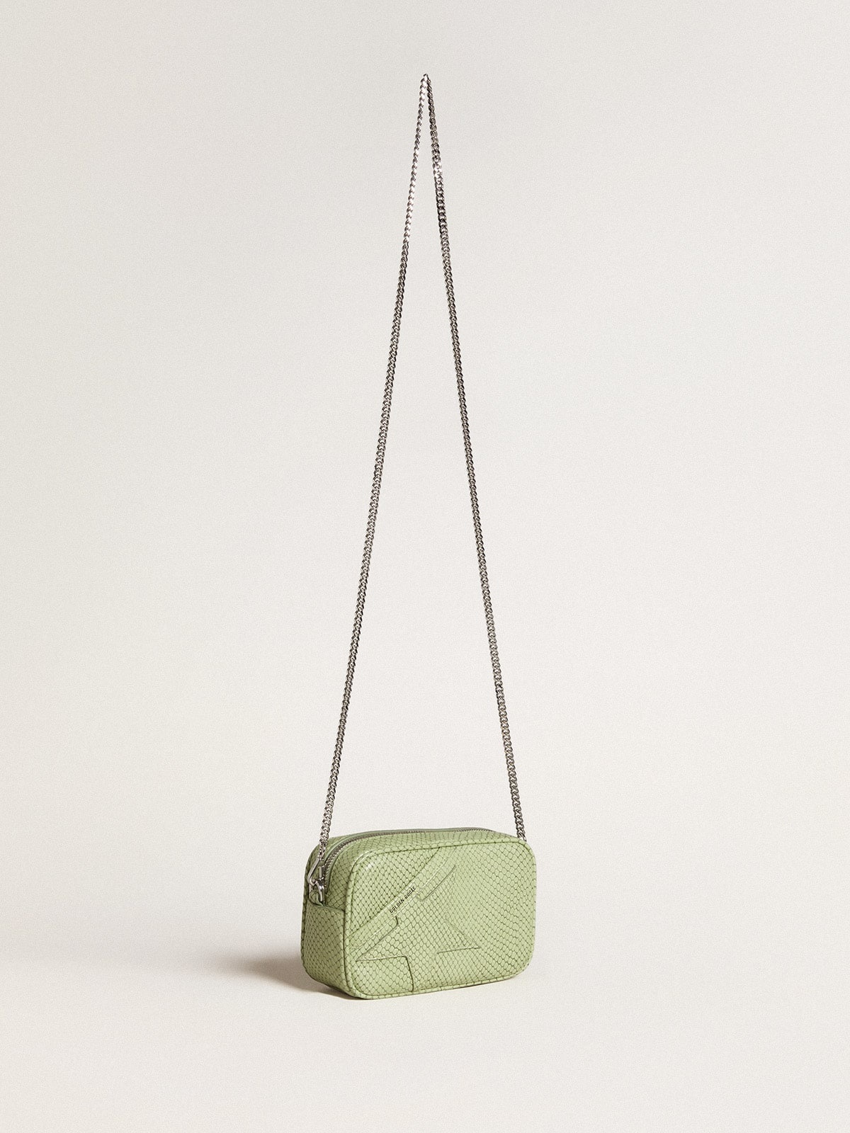 Mini Star Bag in light green snake-print leather - 3