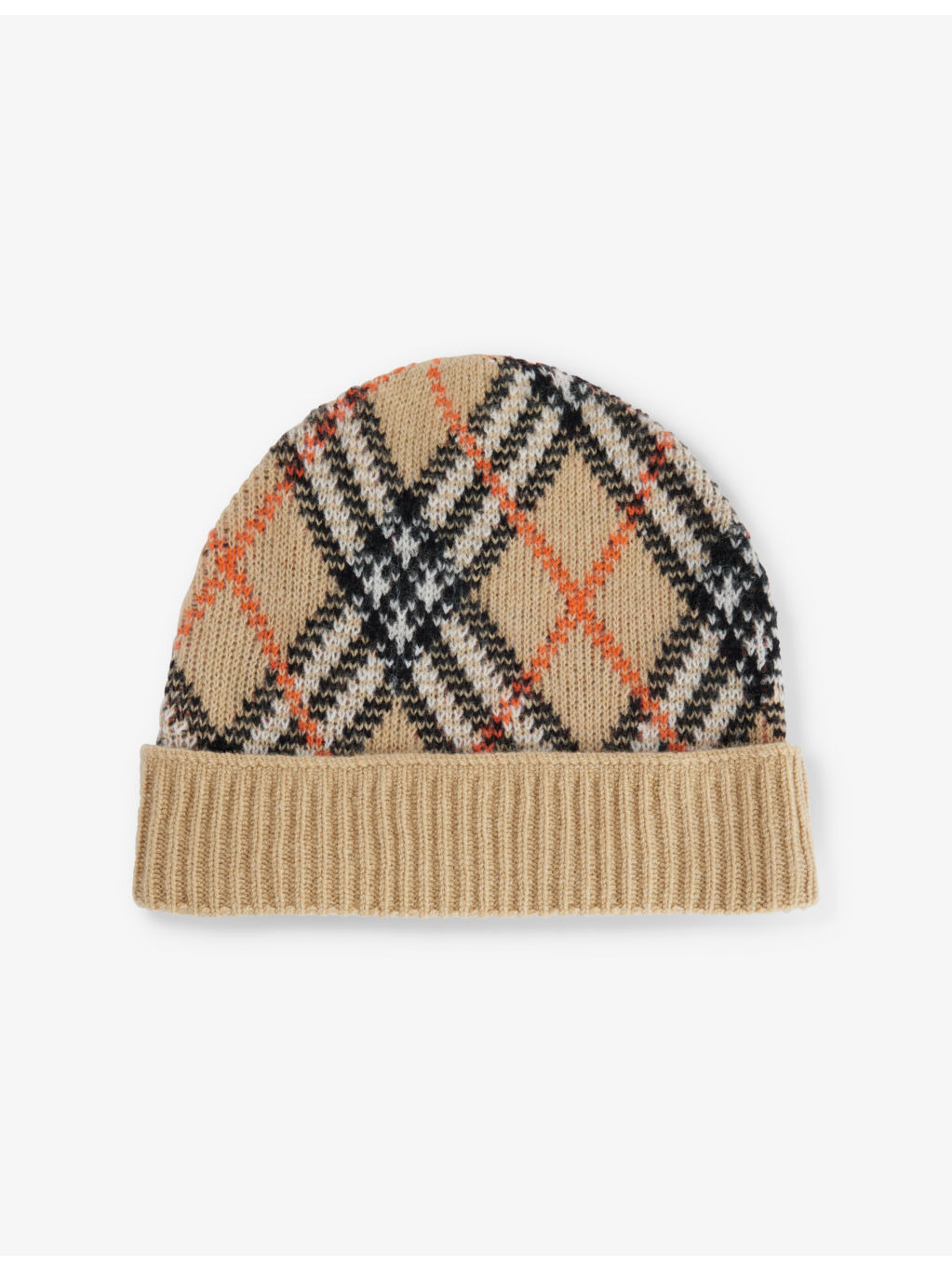 Check-print ribbed cashmere-blend beanie - 1