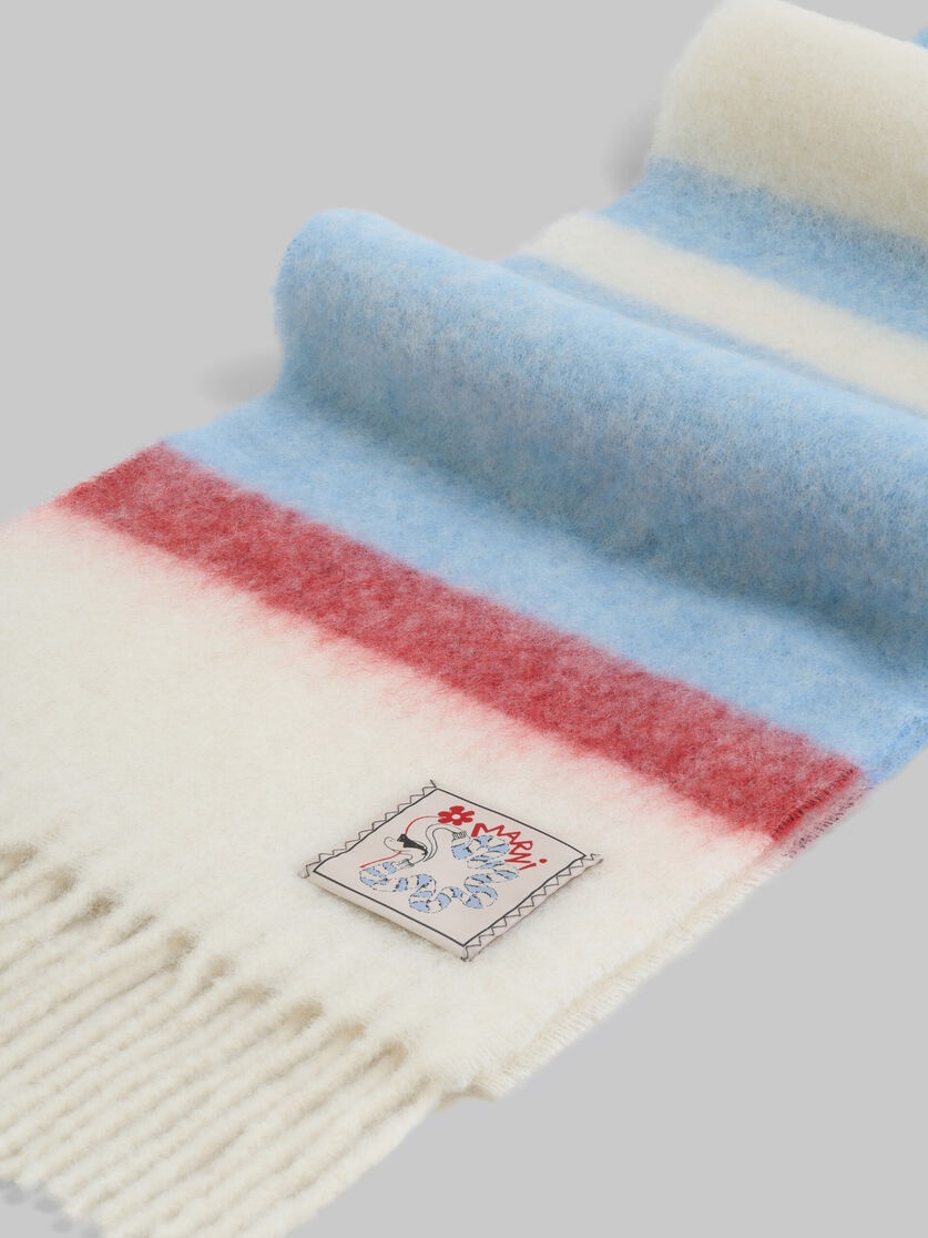 LIGHT BLUE STRIPED ALPACA-MOHAIR SCARF - 3