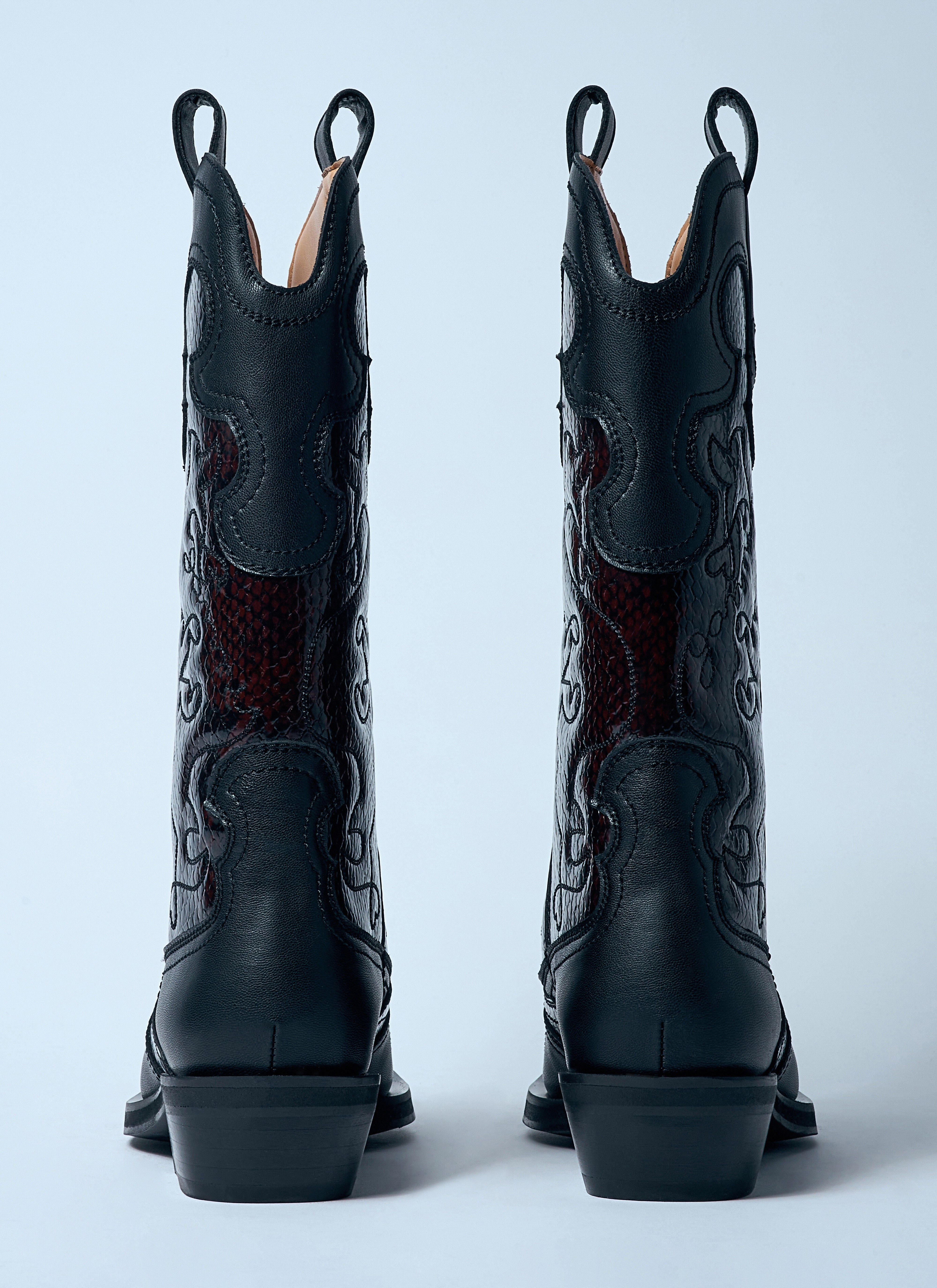 Ganni Women Mid Shaft Embroidered Western Boots - 6