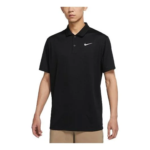 Nike Dri-FIT Victory Solid Color Logo Printing Quick Dry Breathable Short Sleeve Polo Shirt Black DH - 1