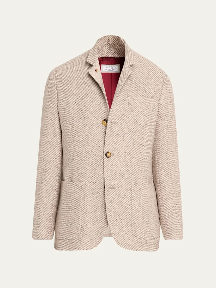 Men's Cashmere and Silk Diagonal Stripe Sport Coat - 1