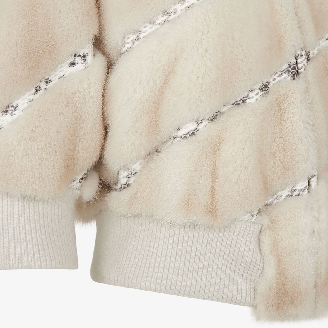 Pearl white elaphe and mink bomber jacket - 3