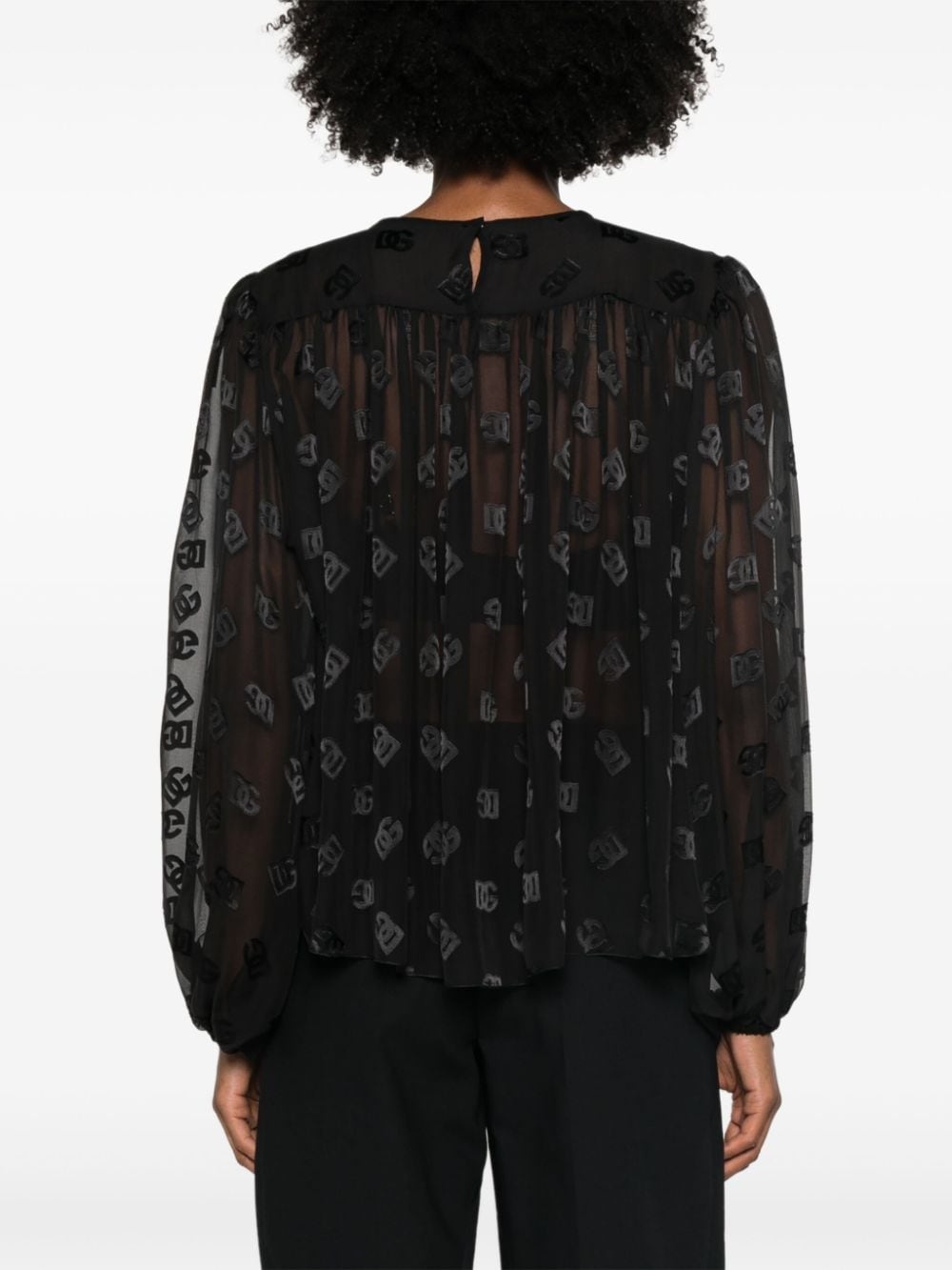 monogram-dévore blouse - 4