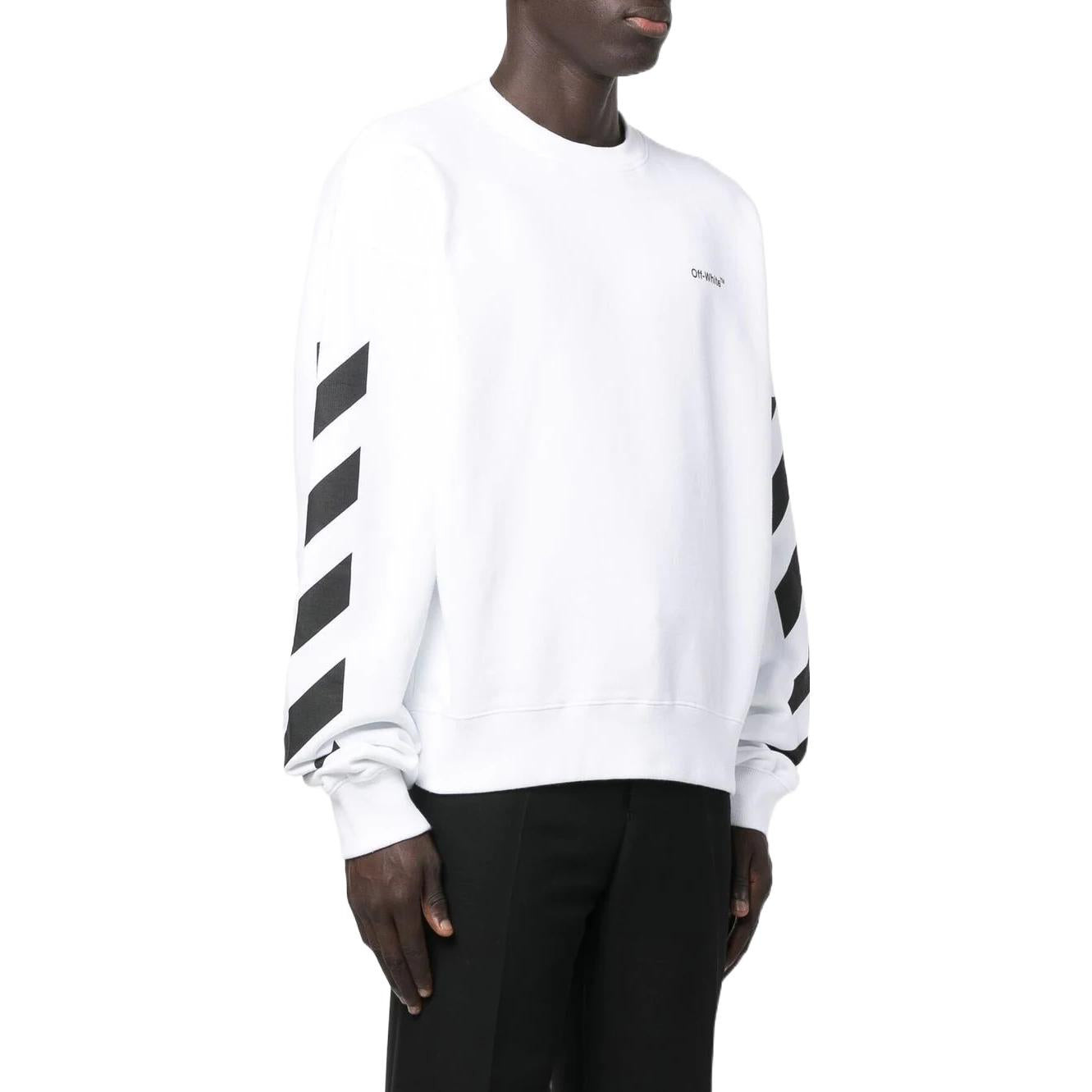Men's Off-White FW22 Side Stripe Alphabet Printing Straight Round Neck Long Sleeves Autumn White OMB - 3