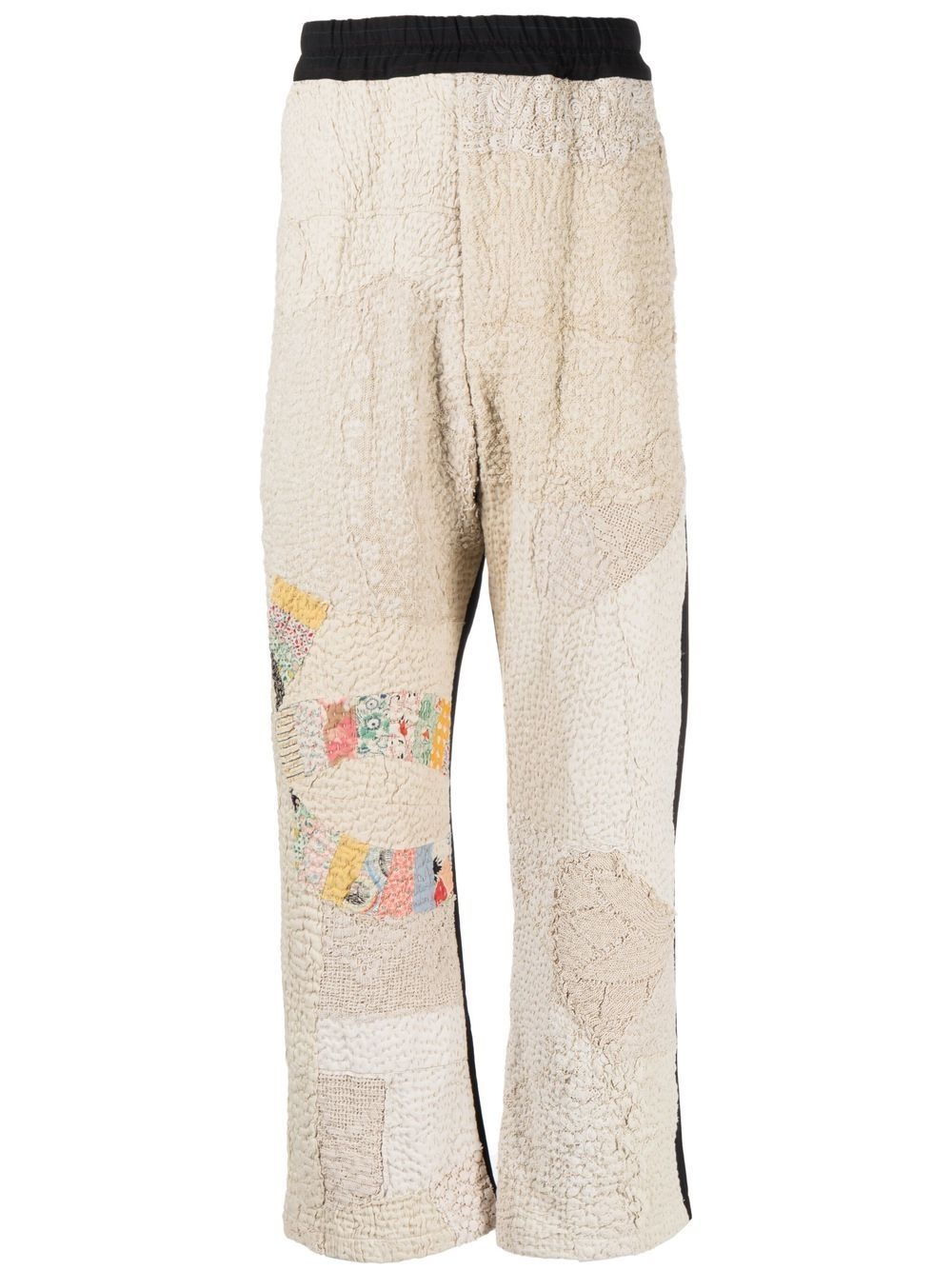 patchwork design trousers - 1