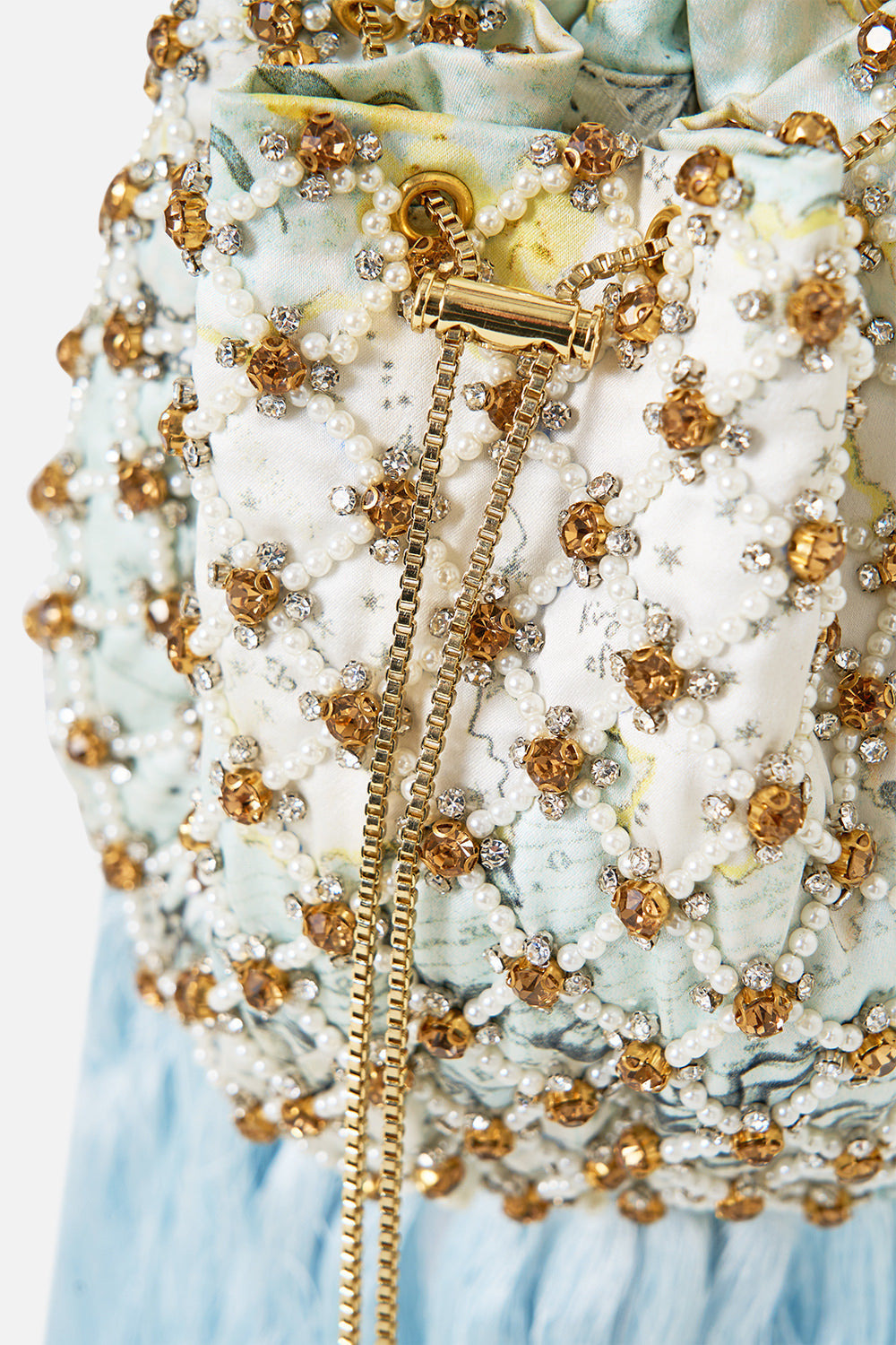 EMBELLISHED DRAWSTRING POUCH BAG WITH TASSELS - 2