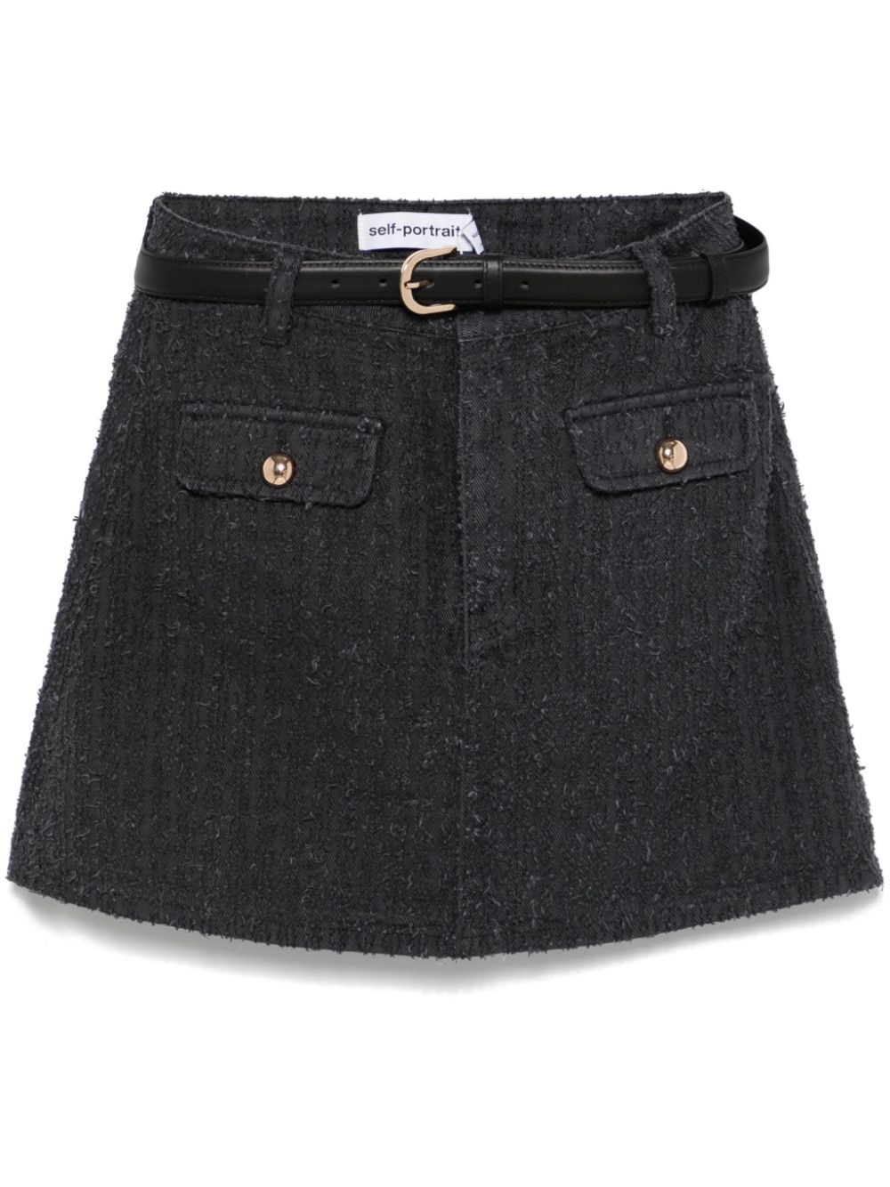 textured denim mini skirt - 1