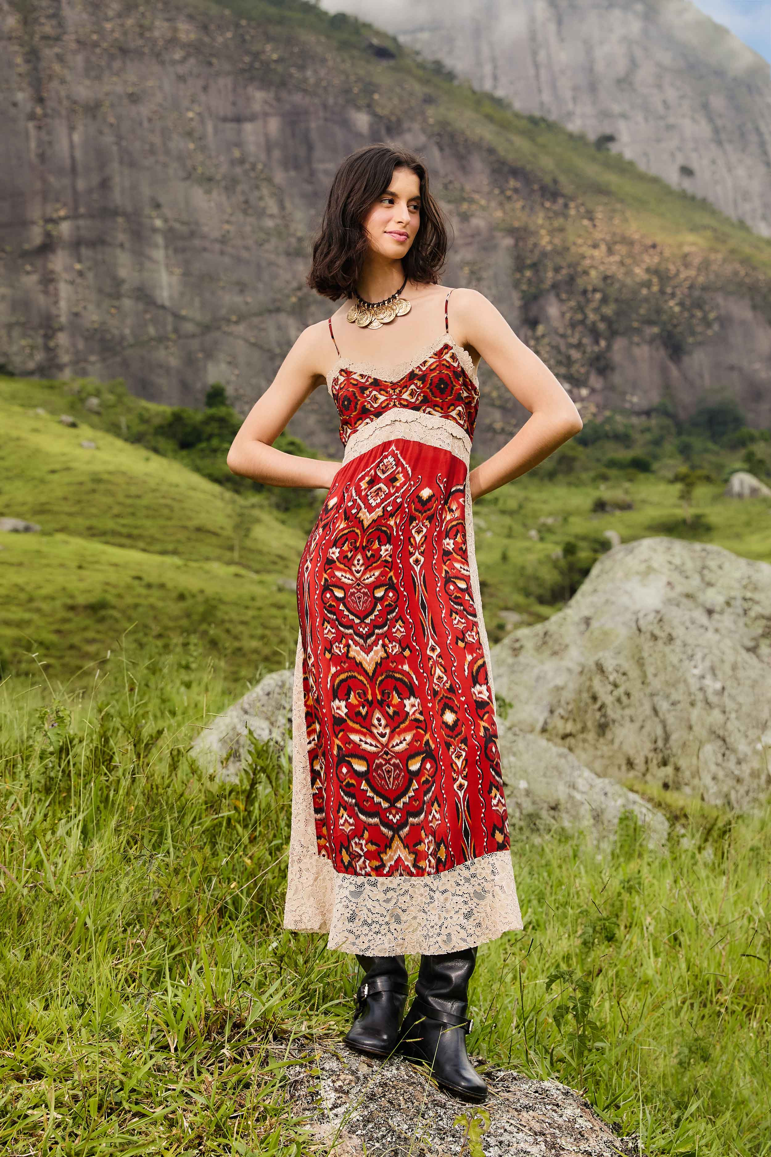 Sand Ainika Pineapple Ikat Midi Dress - 1