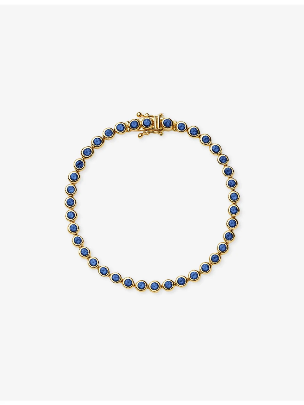 Tennis Round 18ct Gold-Plated Brass and Blue Sapphire Bracelet - 1