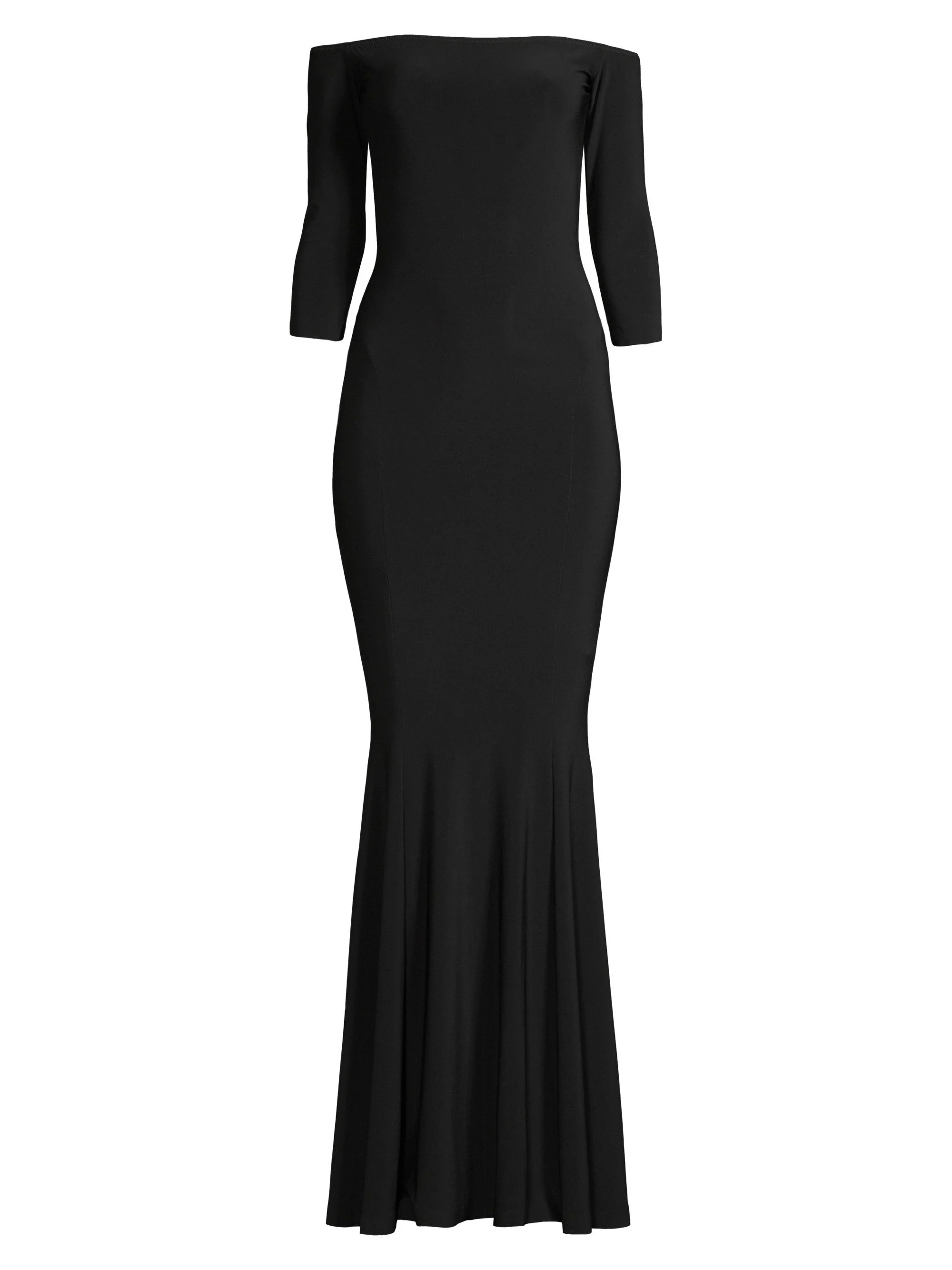 Women's Off Shoulder Fishtail Gown - Black - 1