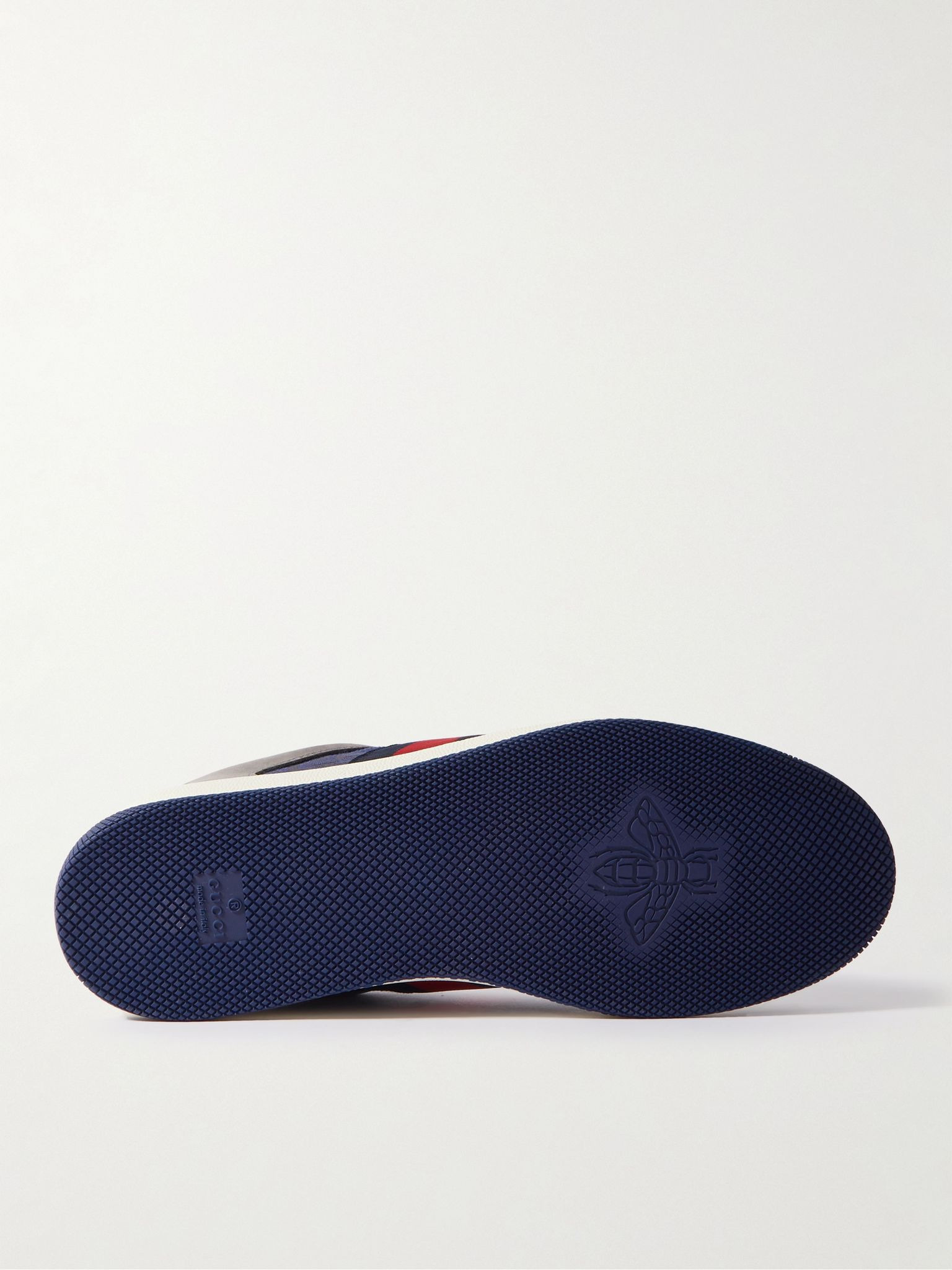 Screener Monogrammed Canvas and Webbing-Trimmed Suede and Leather Sneakers Blue - 7