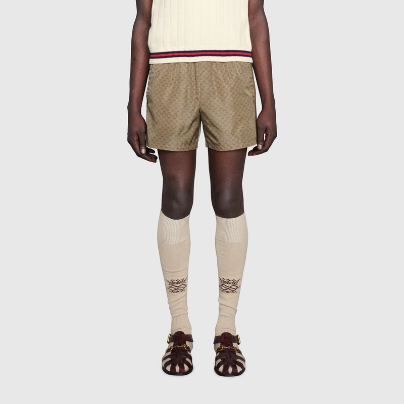 Waterproof nylon swim shorts with GG 3