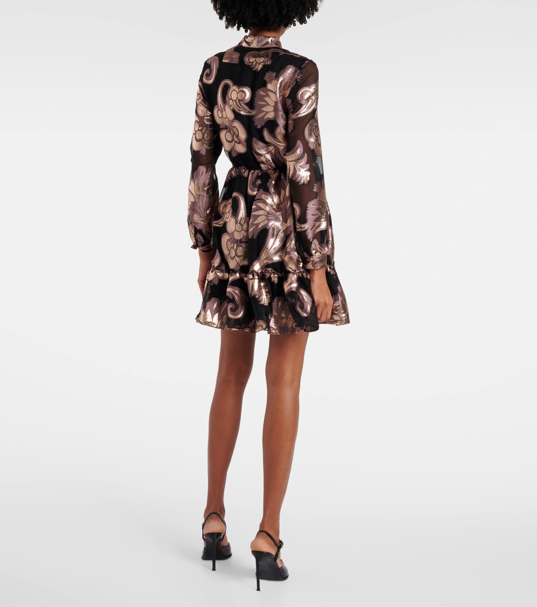 Printed tie-neck minidress - 3