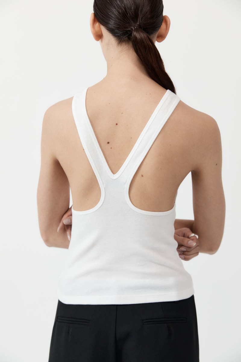 Organic Cotton V Back Tank - White 2