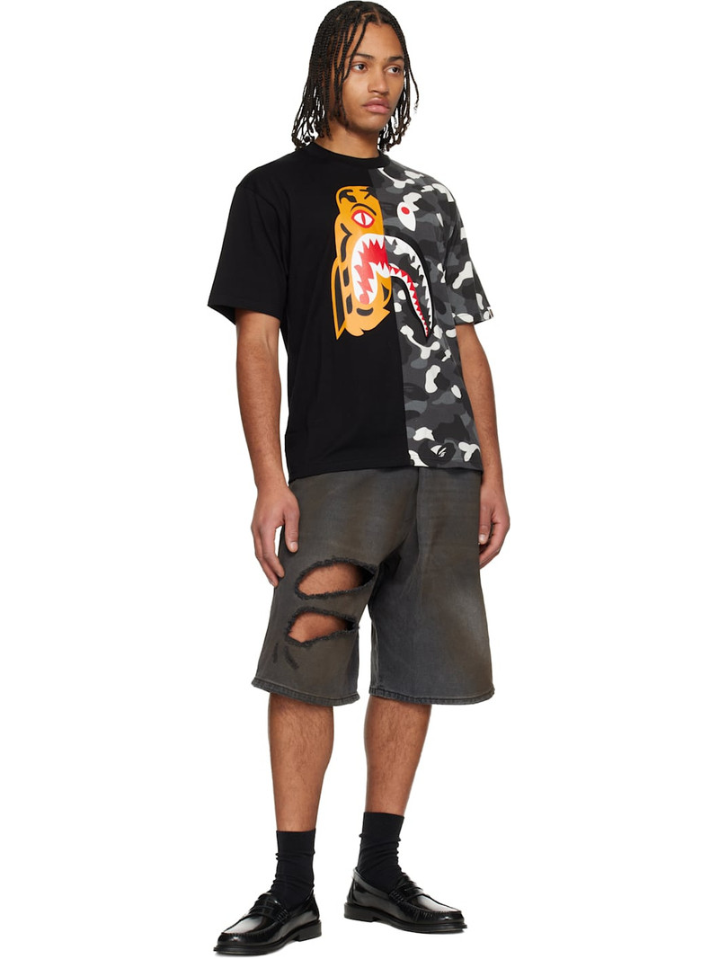 A BATHING APE® Black City Camo Tiger Shark Relaxed Fit T-shirt outlook