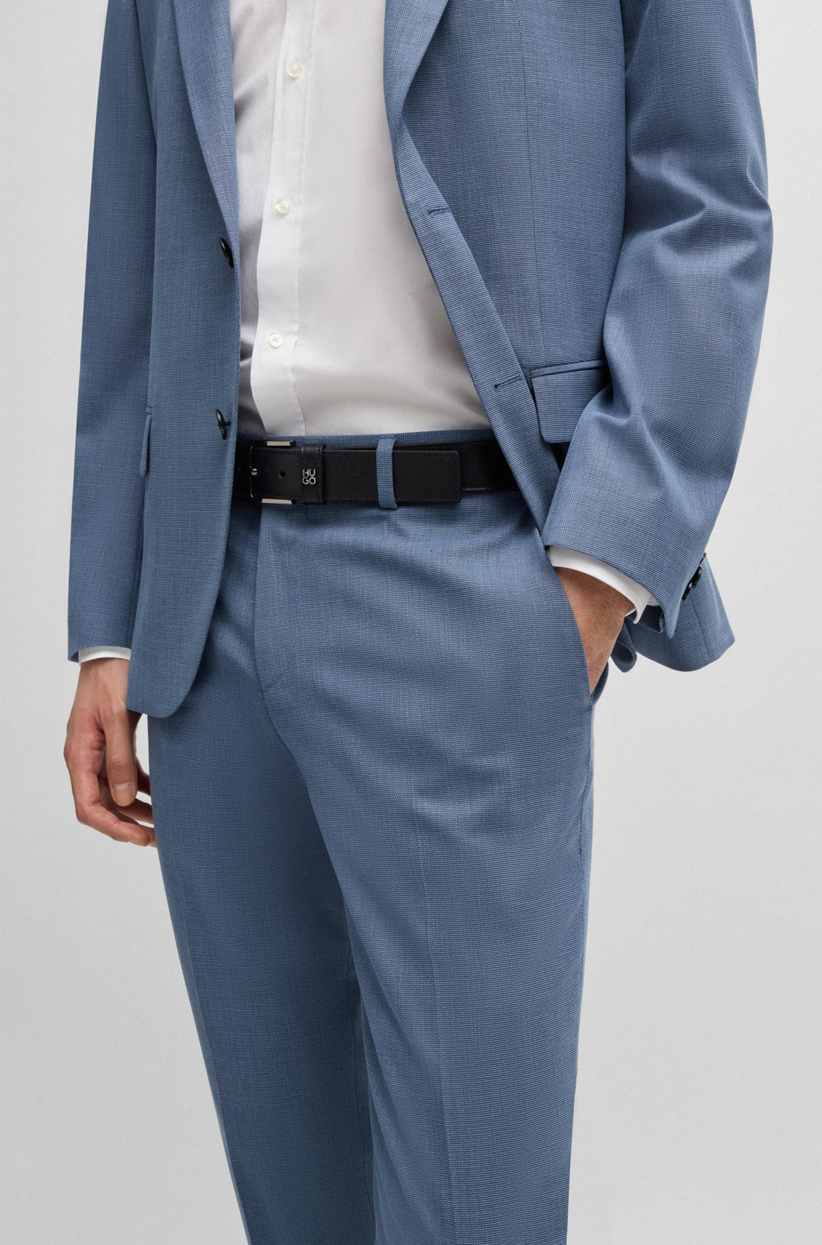SLIM-FIT TROUSERS IN MOULINÉ PERFORMANCE-STRETCH CLOTH - 5
