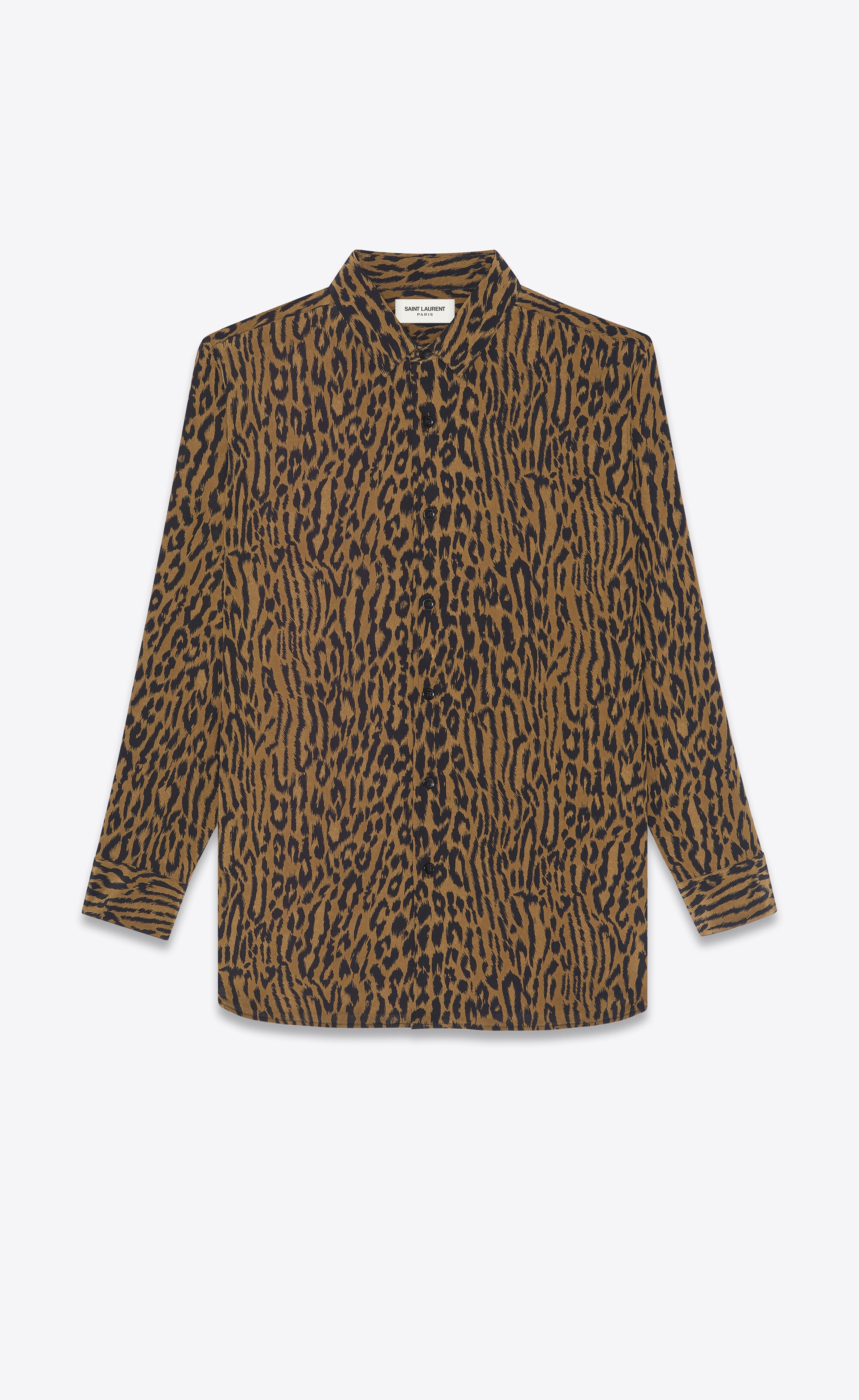 long overshirt in leopard-print crepe de chine - 1