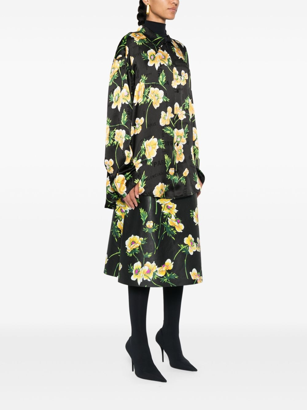 floral-print silk shirt - 3