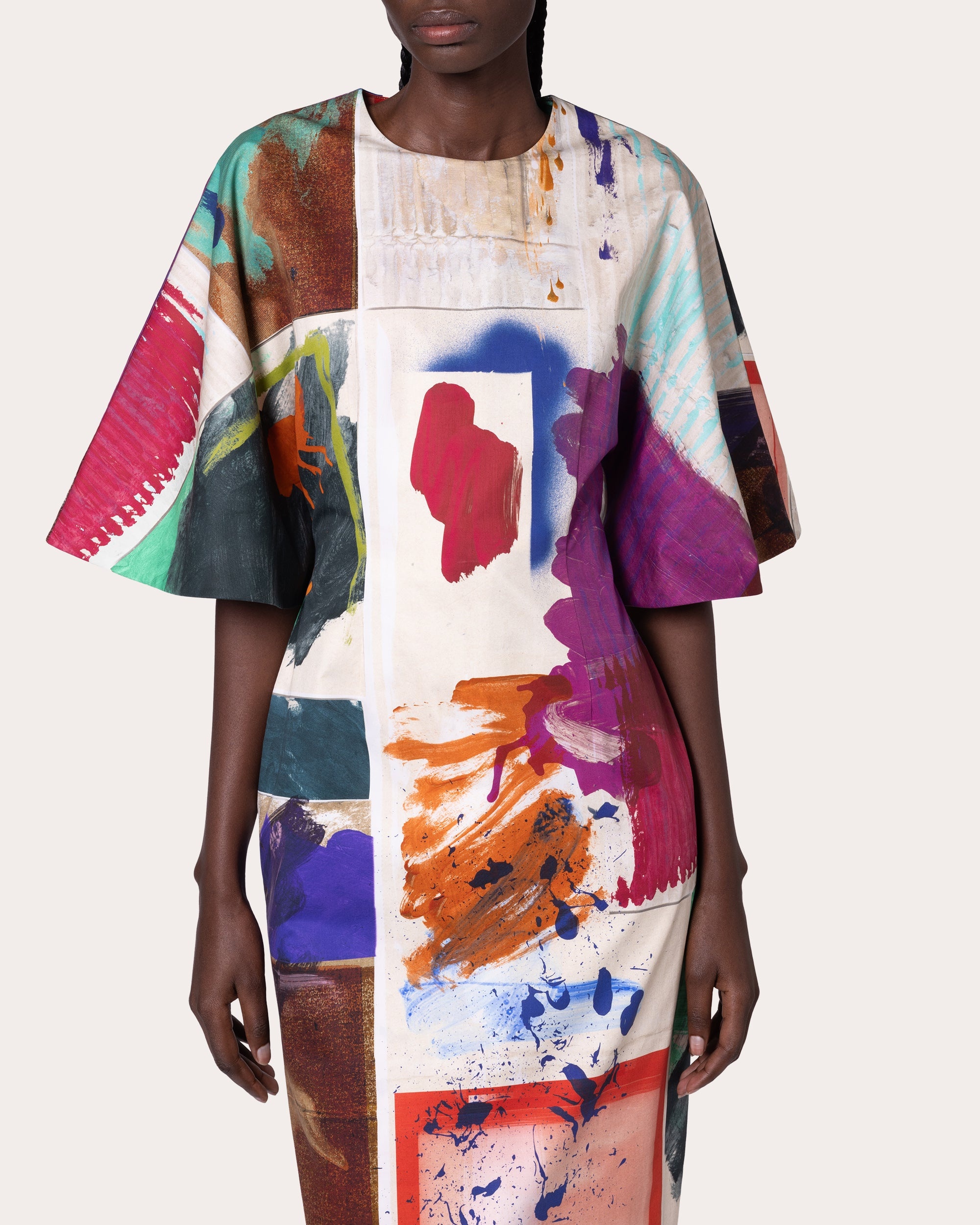 Falah Abstract Cotton Midi Sheath Dress - 3