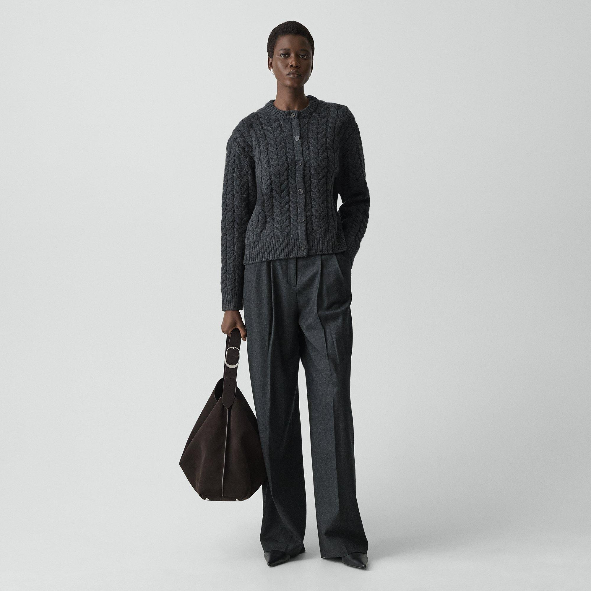 Cable-Knit Cardigan in Felted Wool-Cashmere - 6