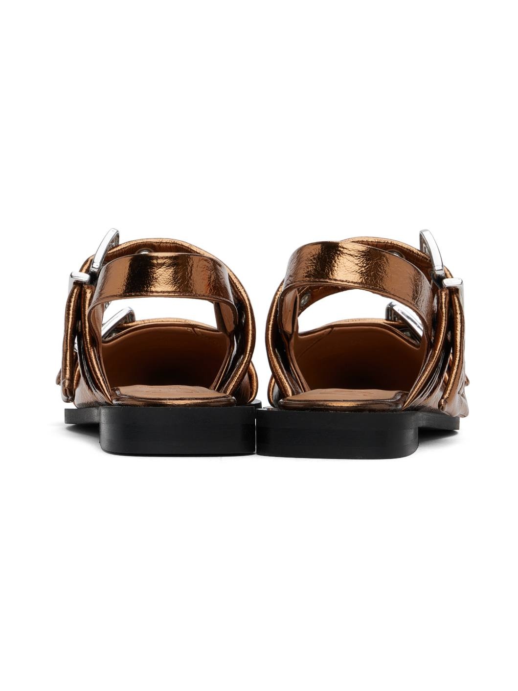 Copper Metallic Buckle Ballerina Flats - 2