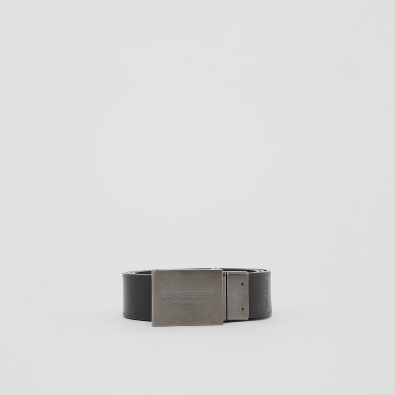 Reversible Plaque Buckle Check and Leather Belt 5