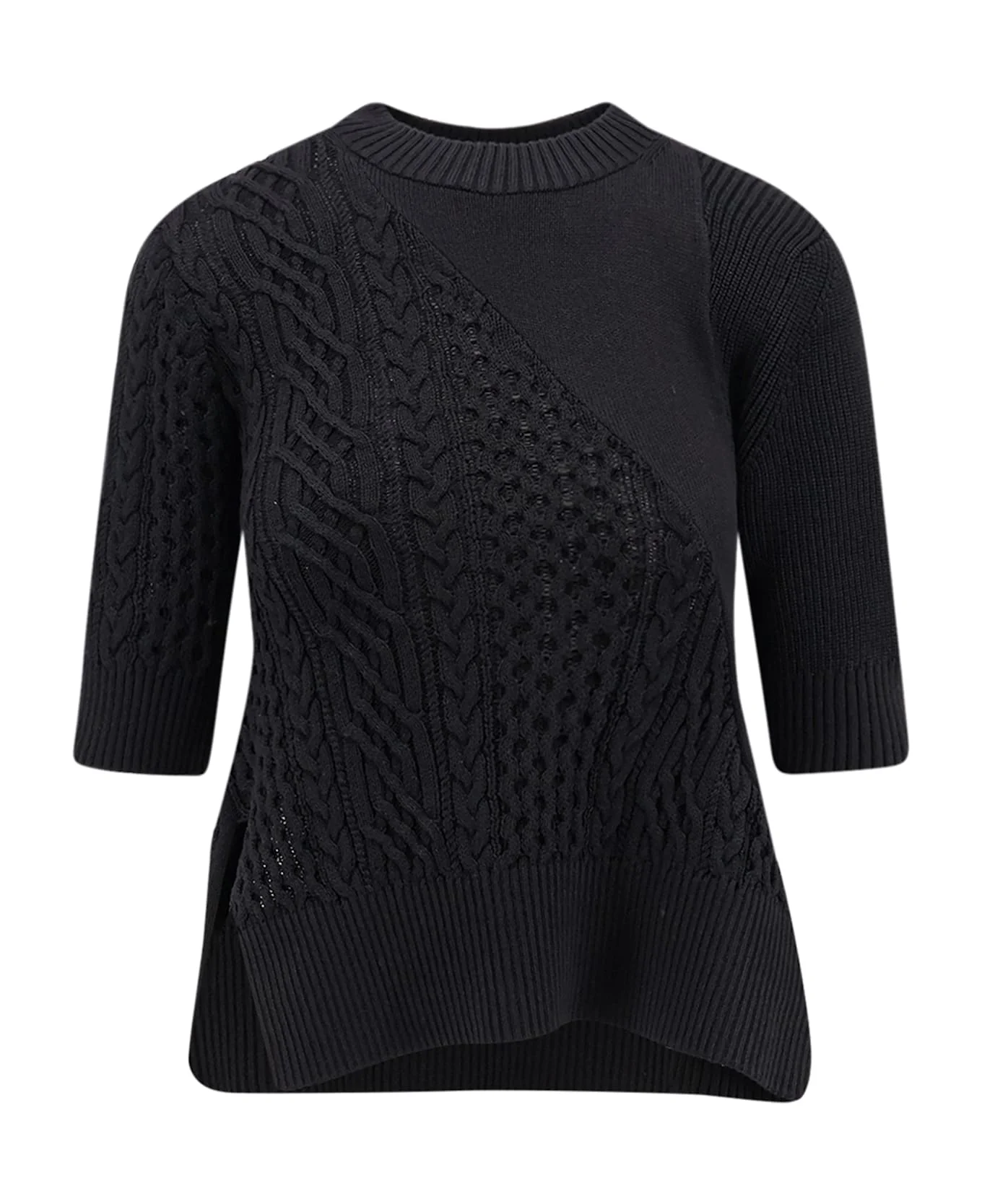 Cotton Blend Asymmetrical Sweater - 1