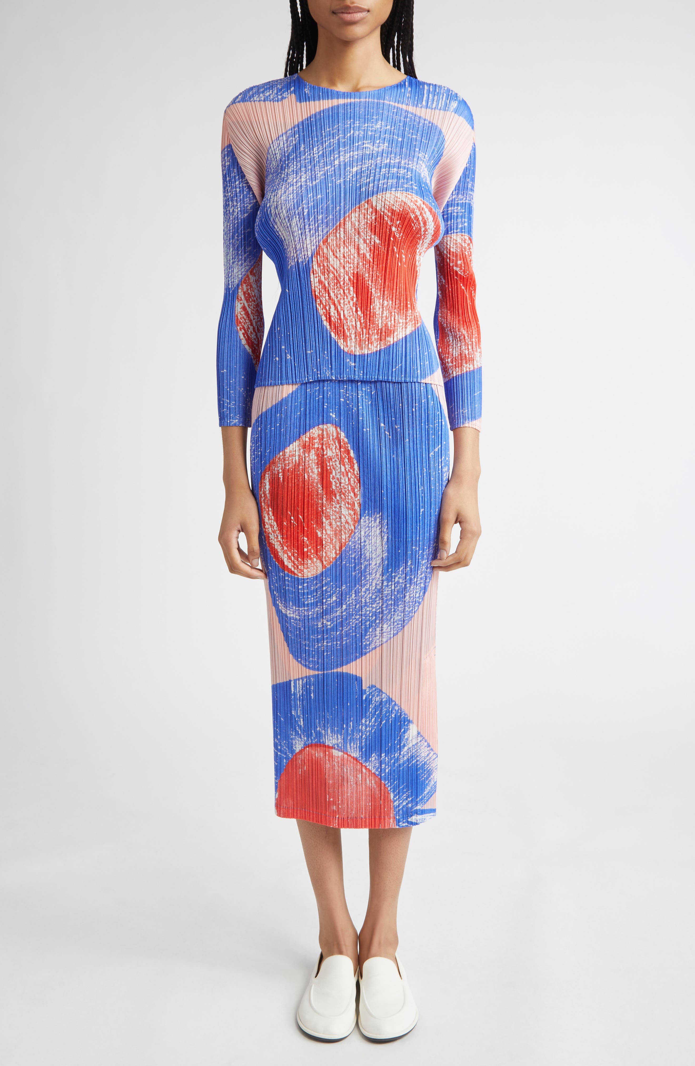 Pleats Please Issey Miyake Backlight Pleated Top in Blue/Red at Nordstrom - 2