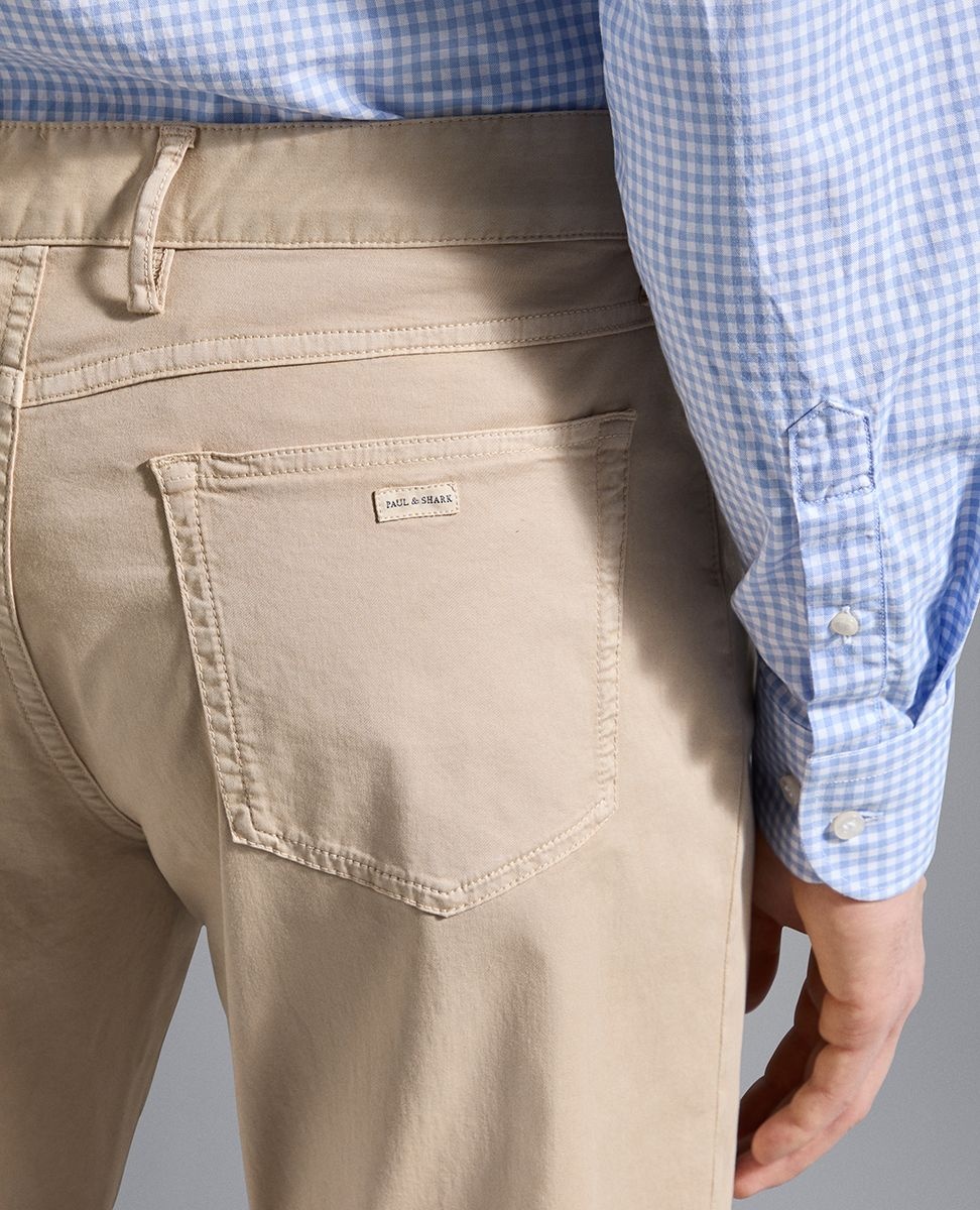 5-pocket stretch cotton trousers - 5
