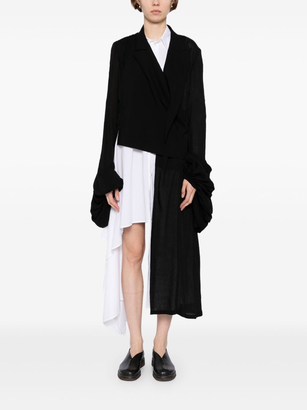 balloon-sleeves wrap blazer - 2