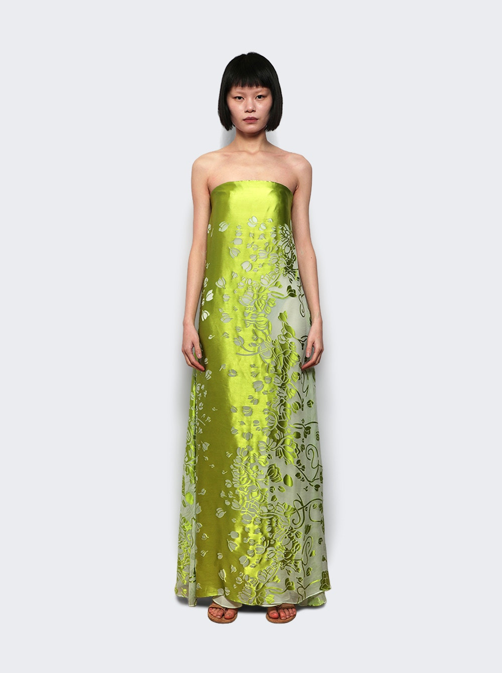 Burnout Strapless Dress Mint And Sour Green - 2