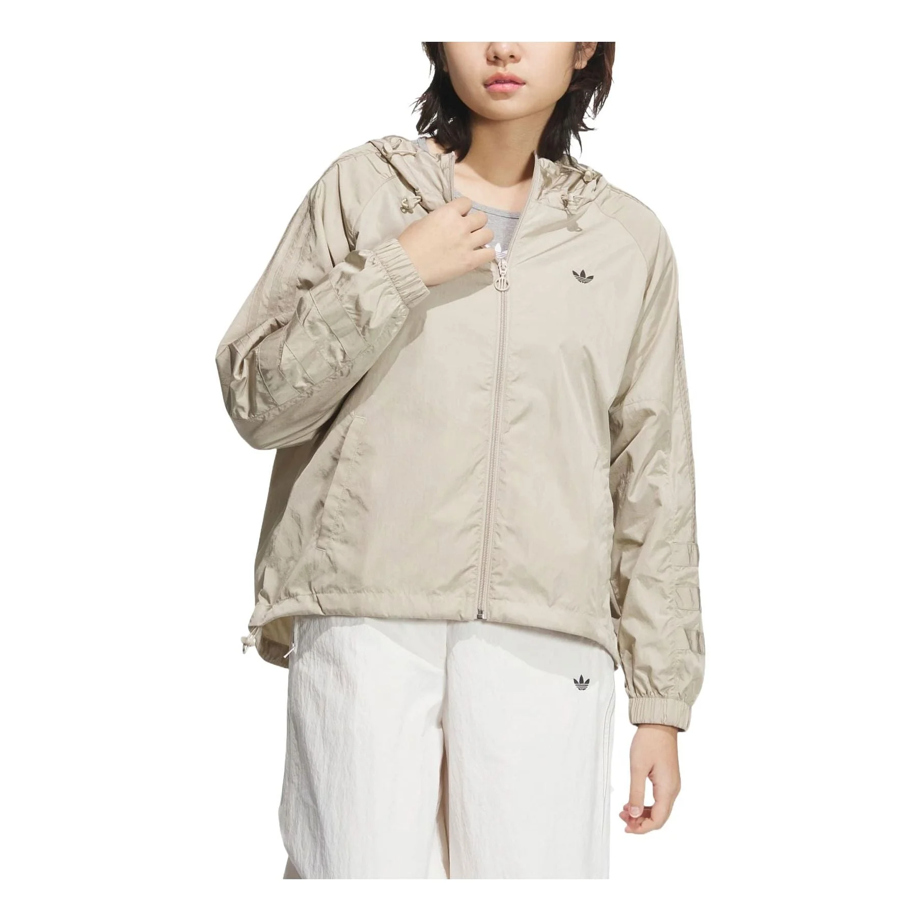 (WMNS) adidas Fat 3-Stripes Windbreaker 'Wonder Beige' JD6382 - 1