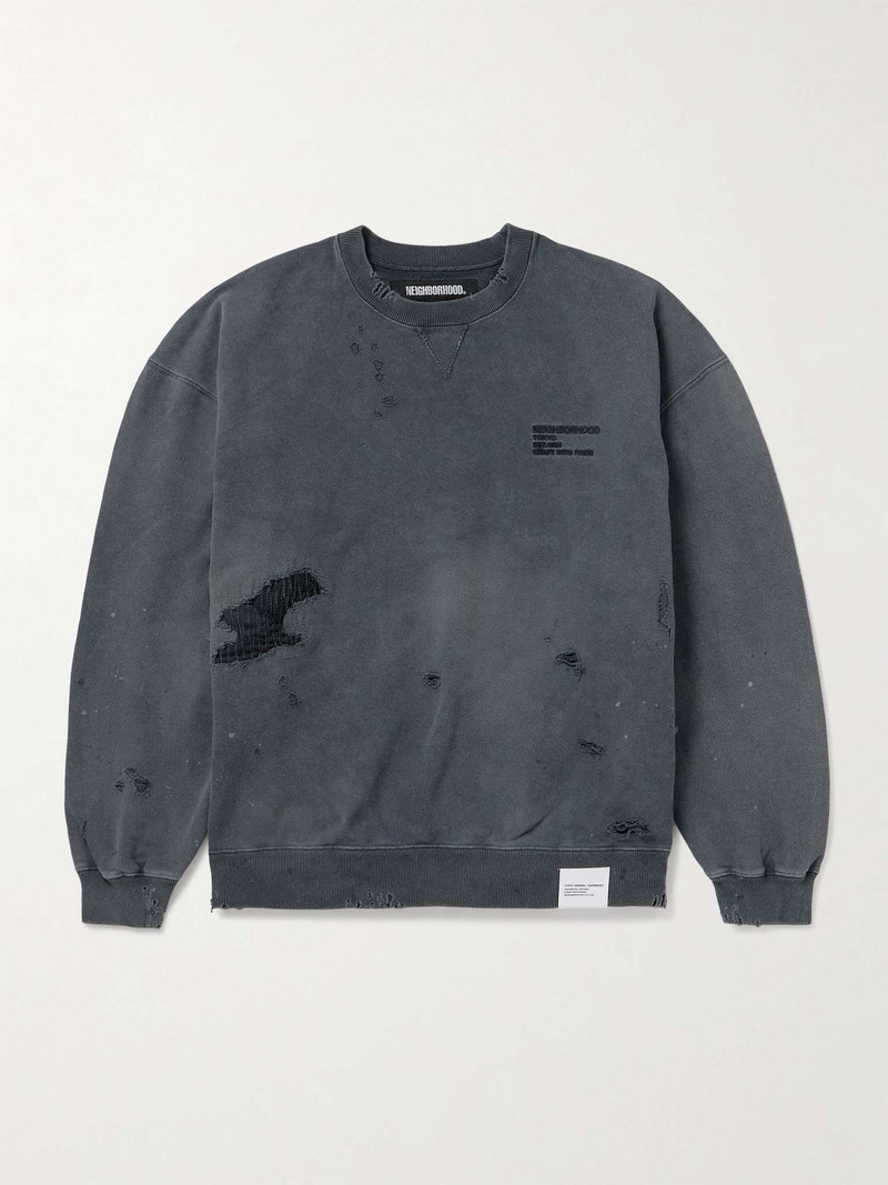 Savage Logo-Embroidered Appliquéd Distressed Cotton-Jersey Sweatshirt 1