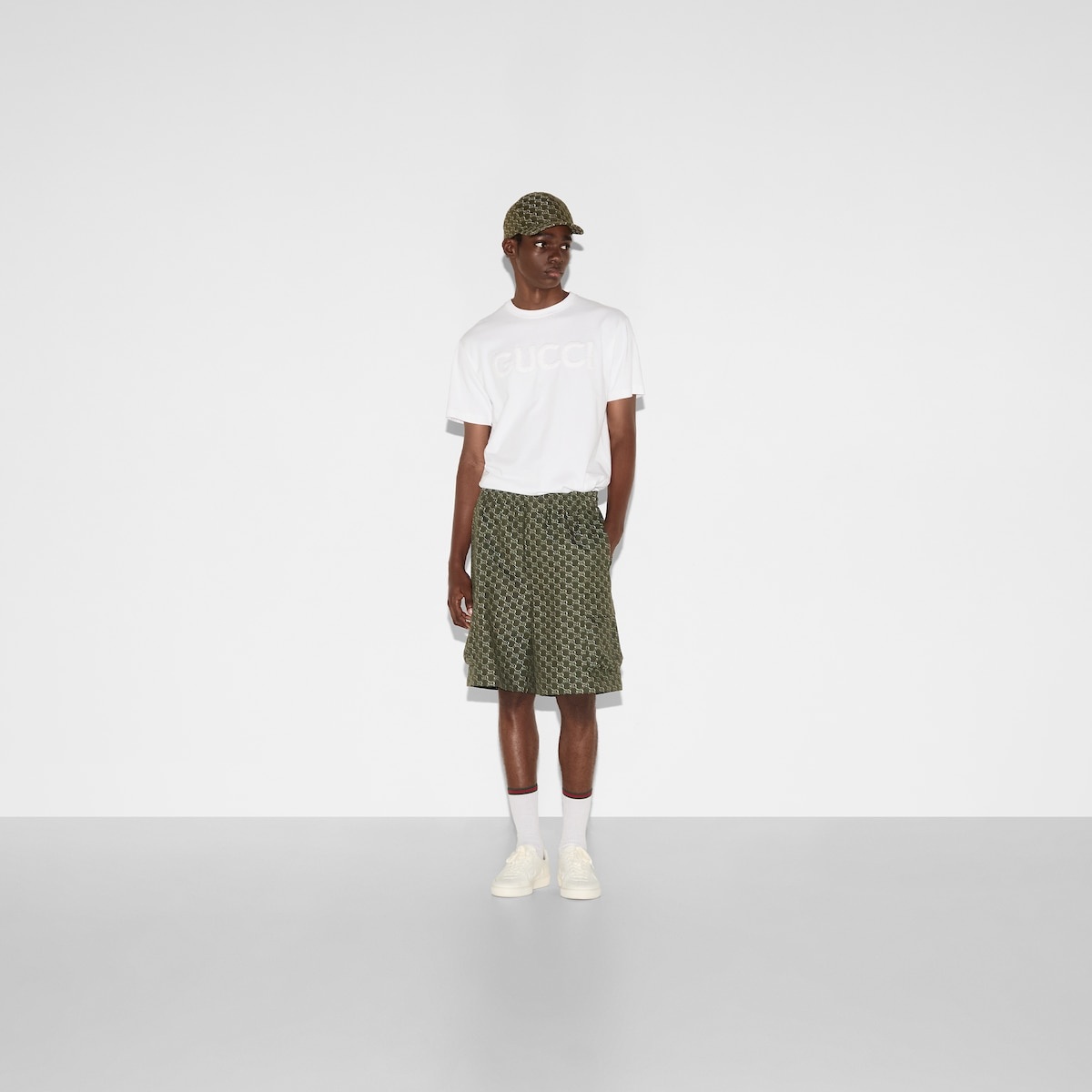 Cotton jacquard shorts with GG Shadow - 2